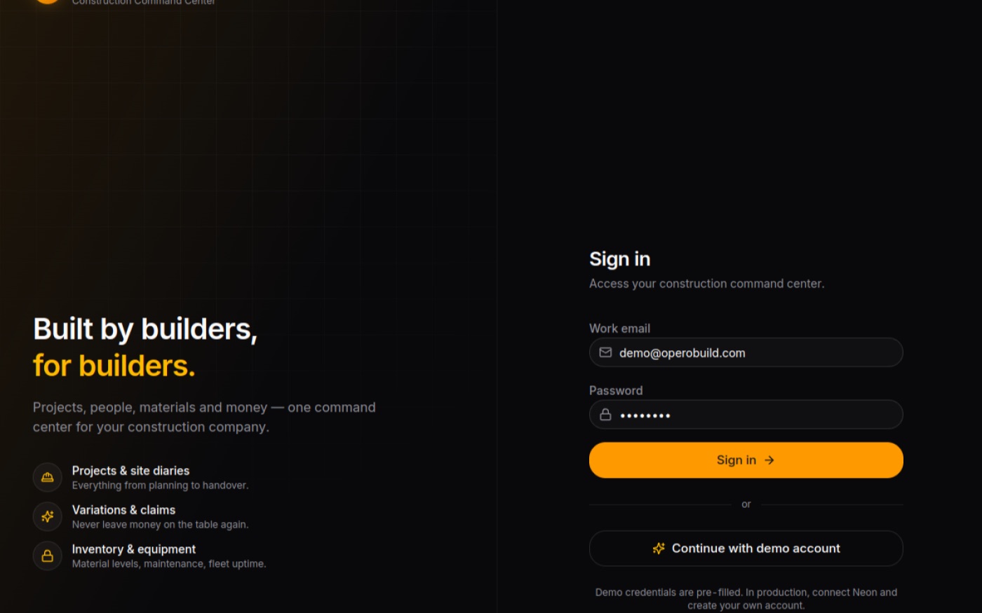 Opero Build interface